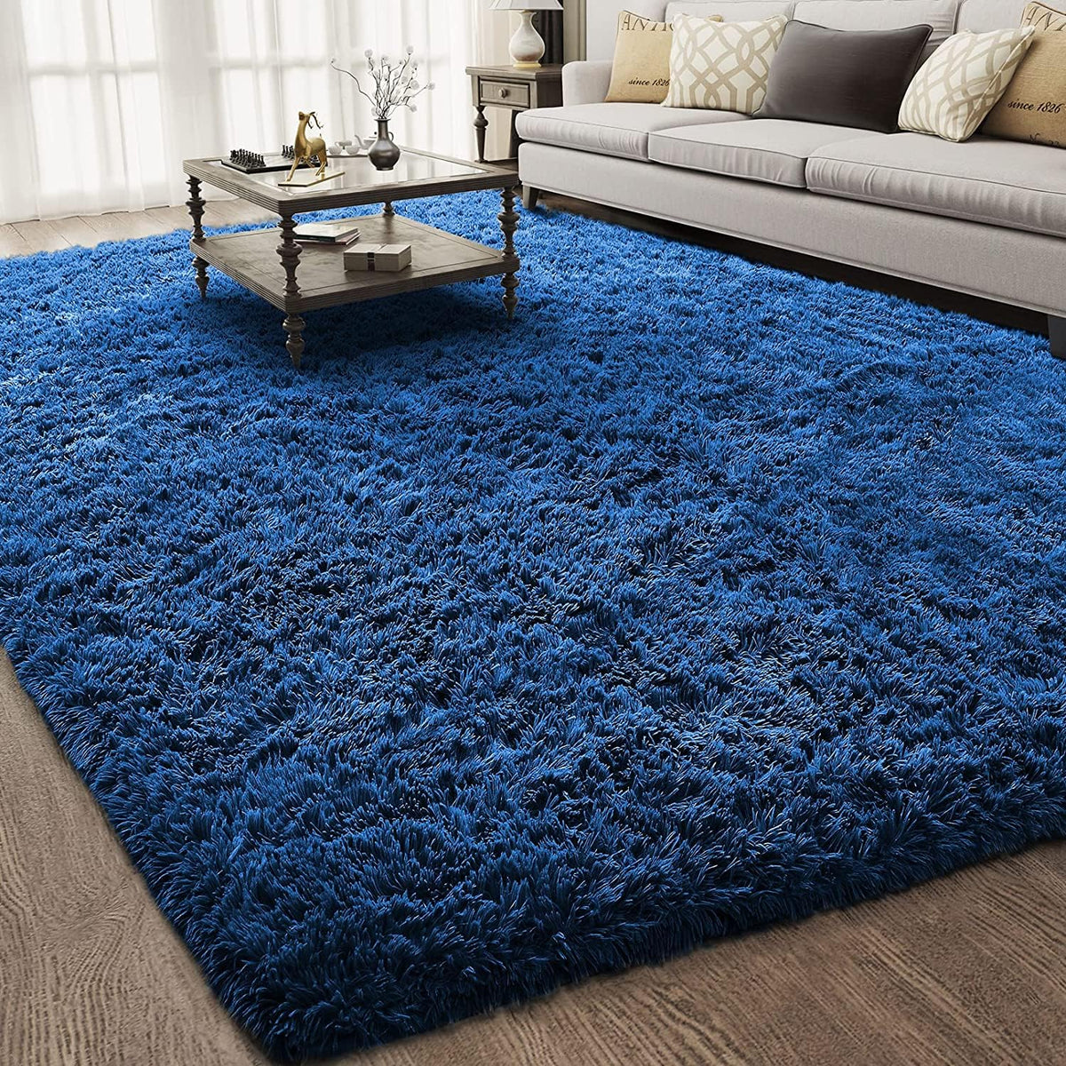 Ophanie Round Rugs 5Ft Ivory Circle Area Rug,Baby Nursery Living Room Bedroom Decor Circular Carpet 5 Foot,Fluffy Fuzzy Shag Plush Cream for Kids Boys Girls Teen with Over 99 pcs Pile fibers