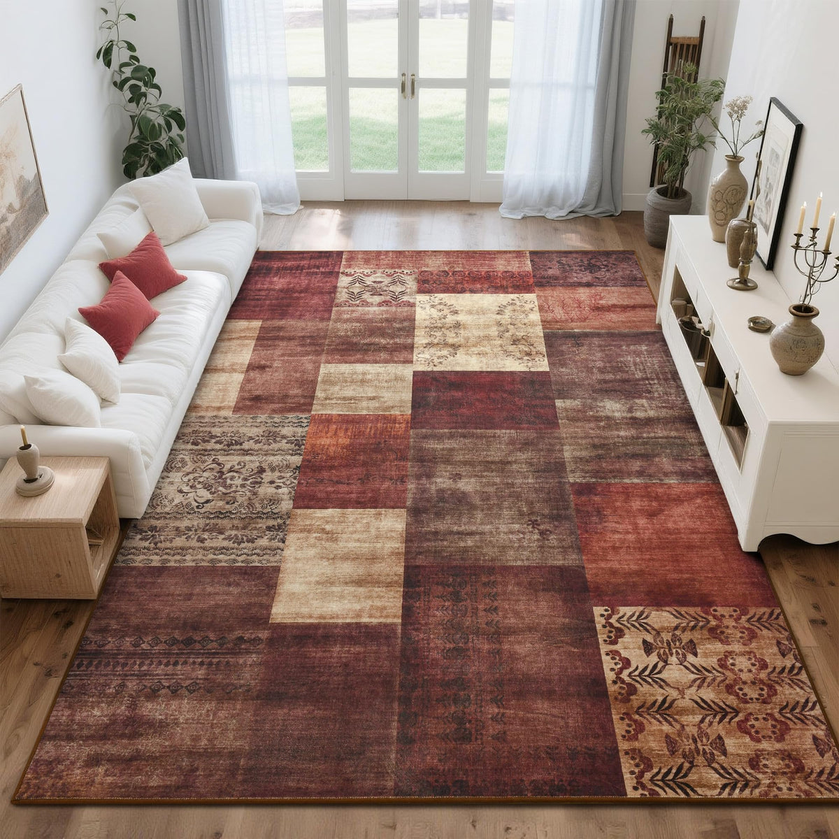 Tepook 4x6 Area Rugs for Living Room, Washable Large Geometric Bedroom Rug