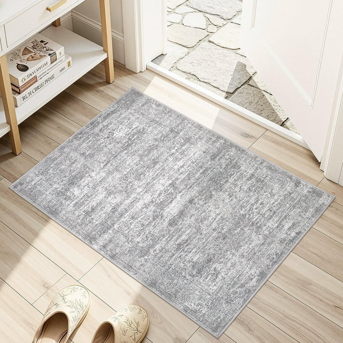 DMOYEST Area Rug Living Room Rugs 5x7 Washable Abstract Beige Blue Carpet