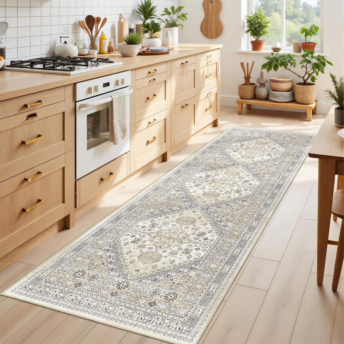 4x6 Area Rugs for Living Room, Non Slip Rugs for Bedroom, Beige