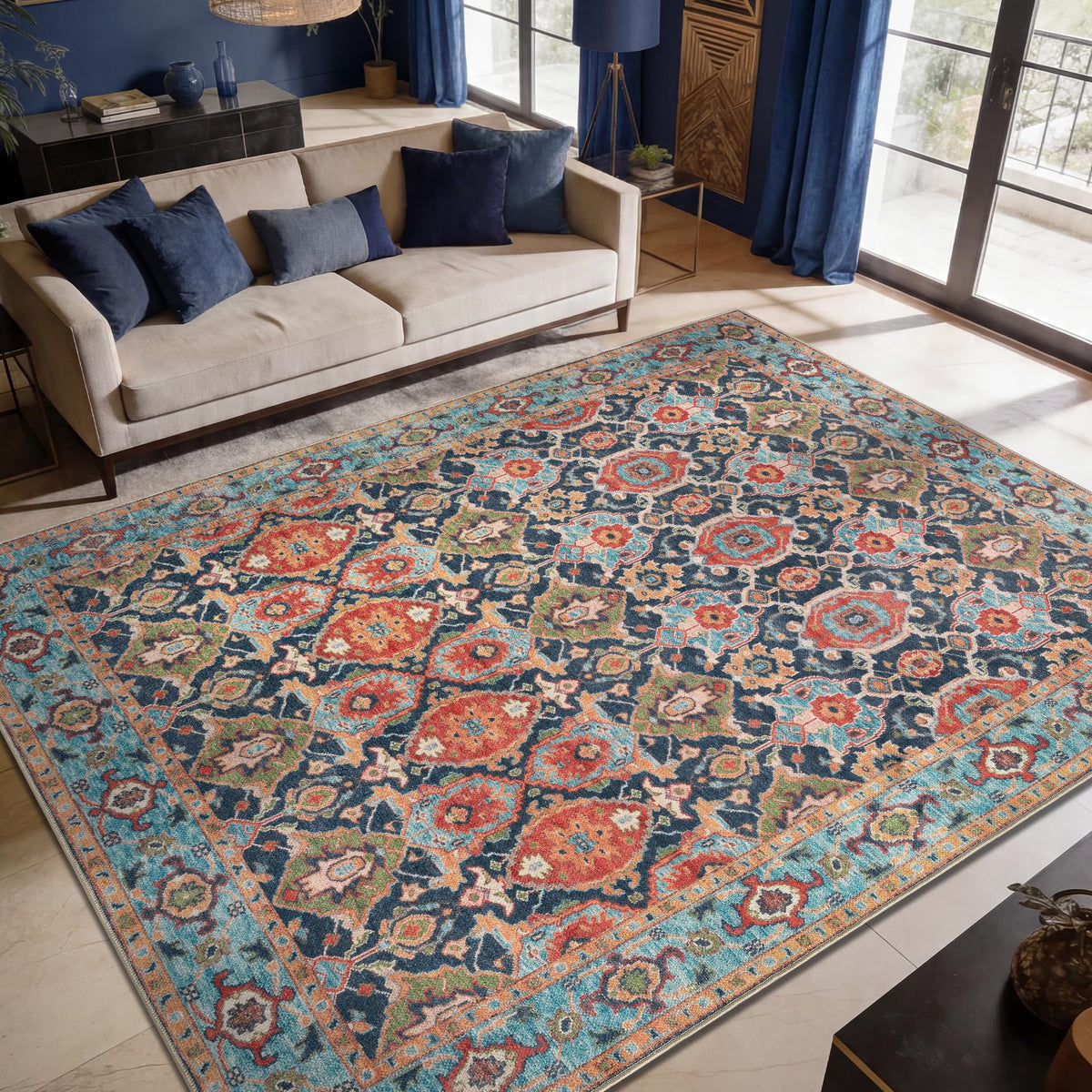 Keen Home Design Vintage Washable Entryway Rug, Non-Slip Low Pile, 3x5