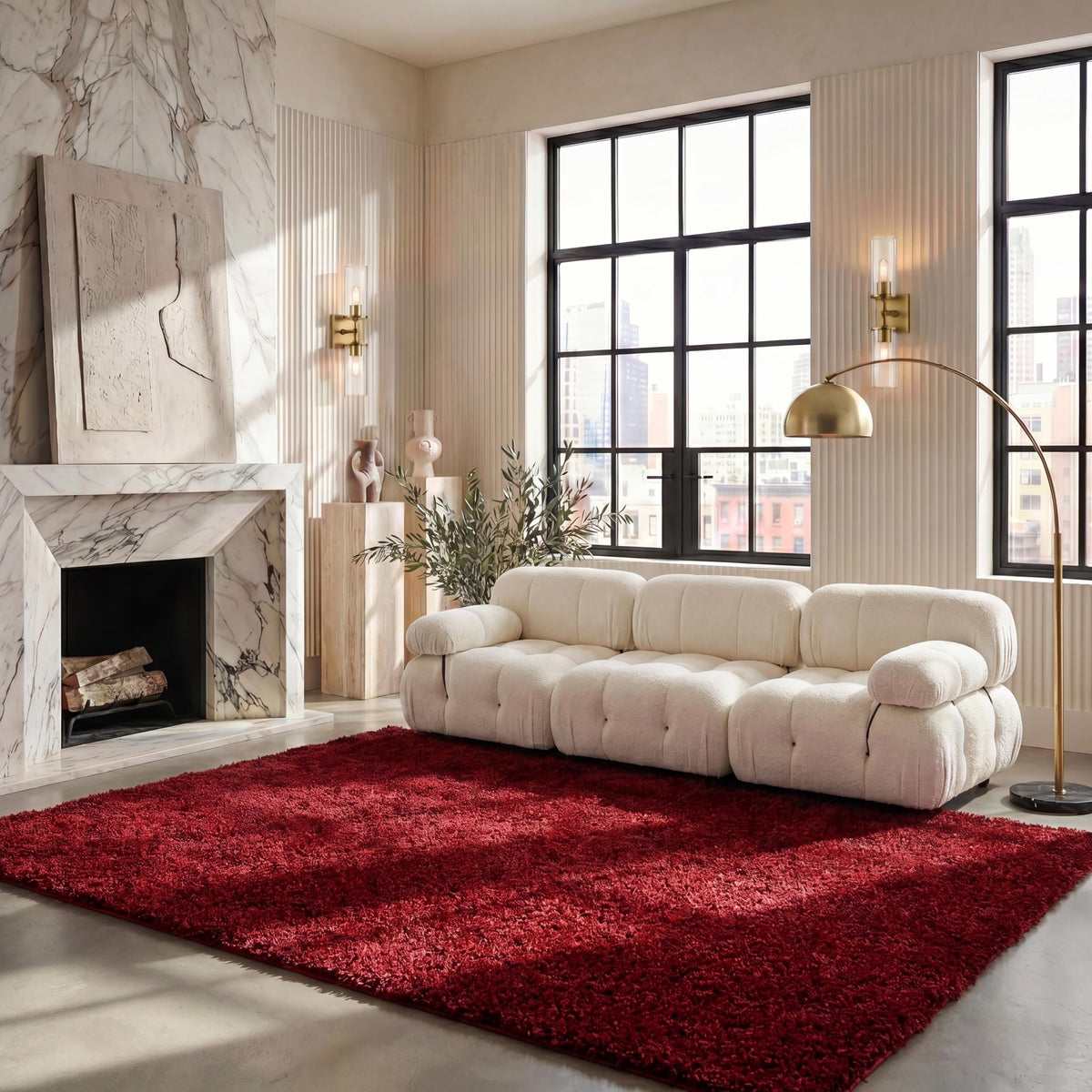 SAFAVIEH Area Rug 4x6 - California Shag Collection - Ivory, Non-Shedding & Easy to Clean, Ultra Plush Thick Pile, Ideal for Living Room, Bedroom, Dining Space (SG151-1212)