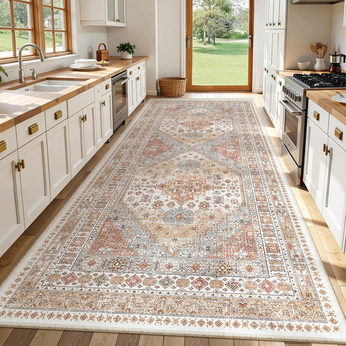 zesthome 5x7 Area Rugs for Living Room,Large Washable Rug,Orange