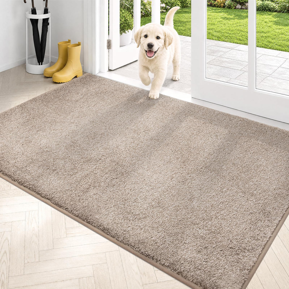 PURRUGS Dirt Trapping Indoor Door Mat, 20" x 31.5", Bluish Grey-Black