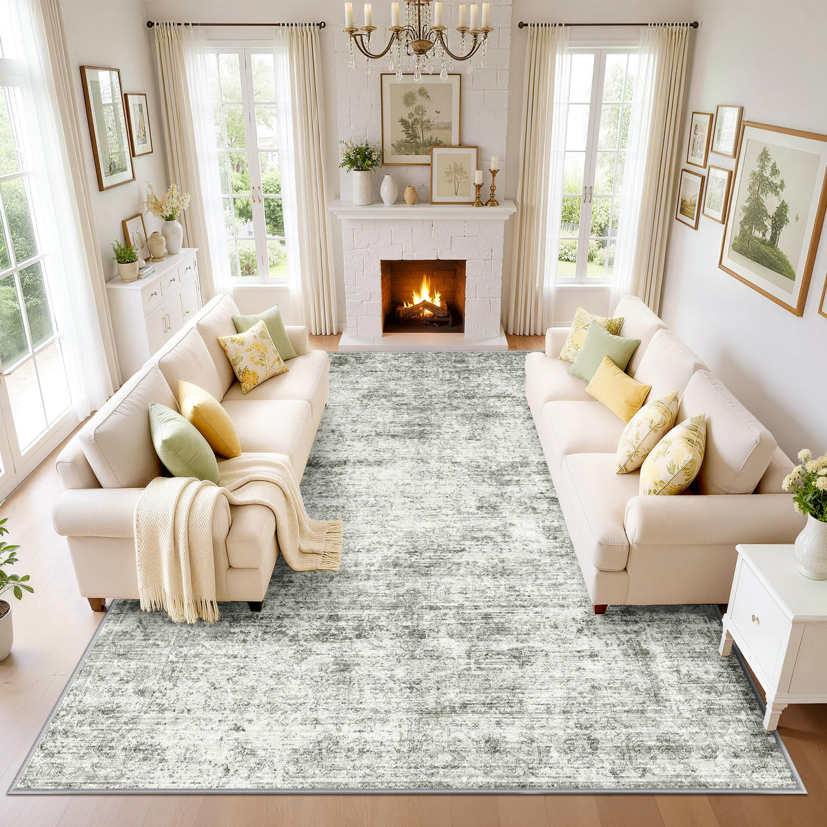 LIVELYGLOW 5x7 Washable Abstract Area Rug, Small Indoor Bedroom Dorm Rug