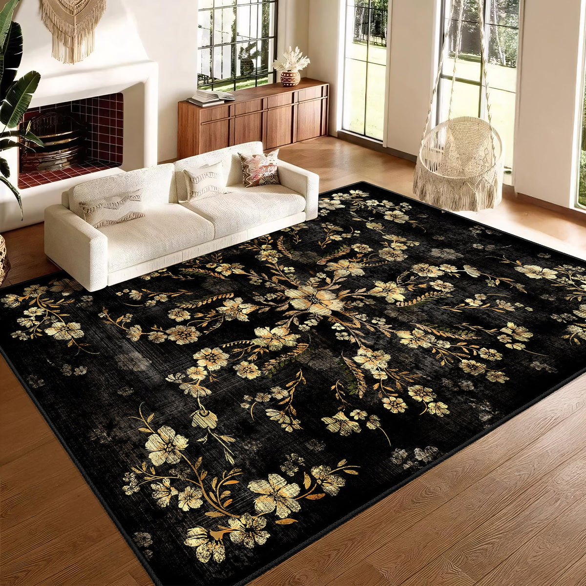 Beige Rug 3x5 Washable Area Rugs for Bedroom Living Room Kitchen Entryway Bedside,Small Modern Marble Abstract Non Slip Carpet