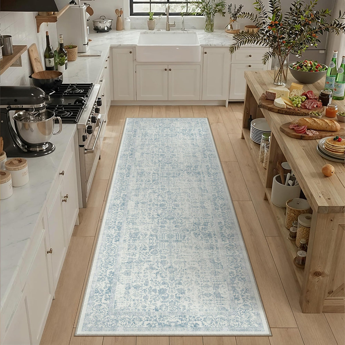 PureCozy Beige Area Rug 5x7 Vintage Farmhouse Floral