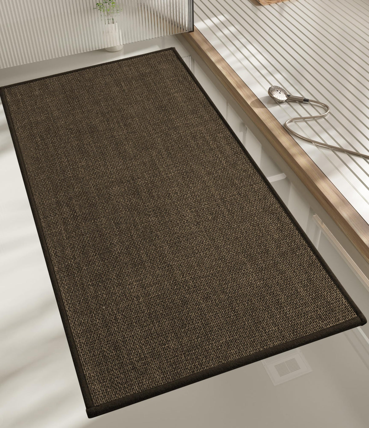 chakme Bathroom Rugs Mat 24x17, Ultra Thin Non Slip Bath Mat Small Quick Dry Absorbent Bath Mat for Bathroom Floor, (Dark Beige, 24"x17")
