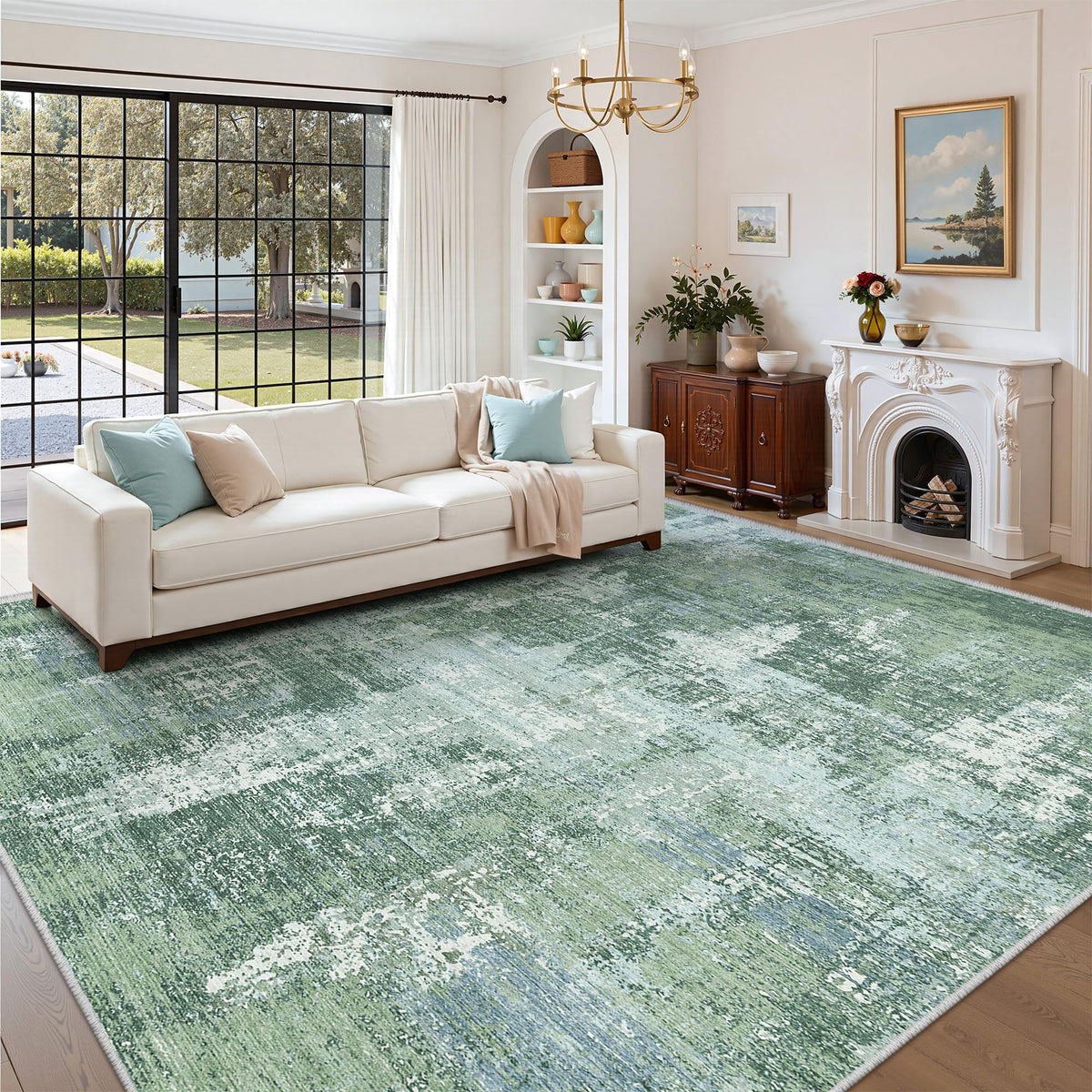 Valenrug Beige 8x10 Area Rugs for Living Room, Large Washable Rug Non Slip