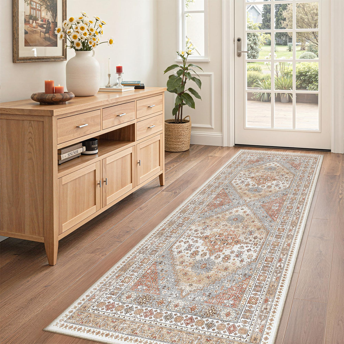 zesthome 5x7 Area Rugs for Living Room,Large Washable Rug,Orange