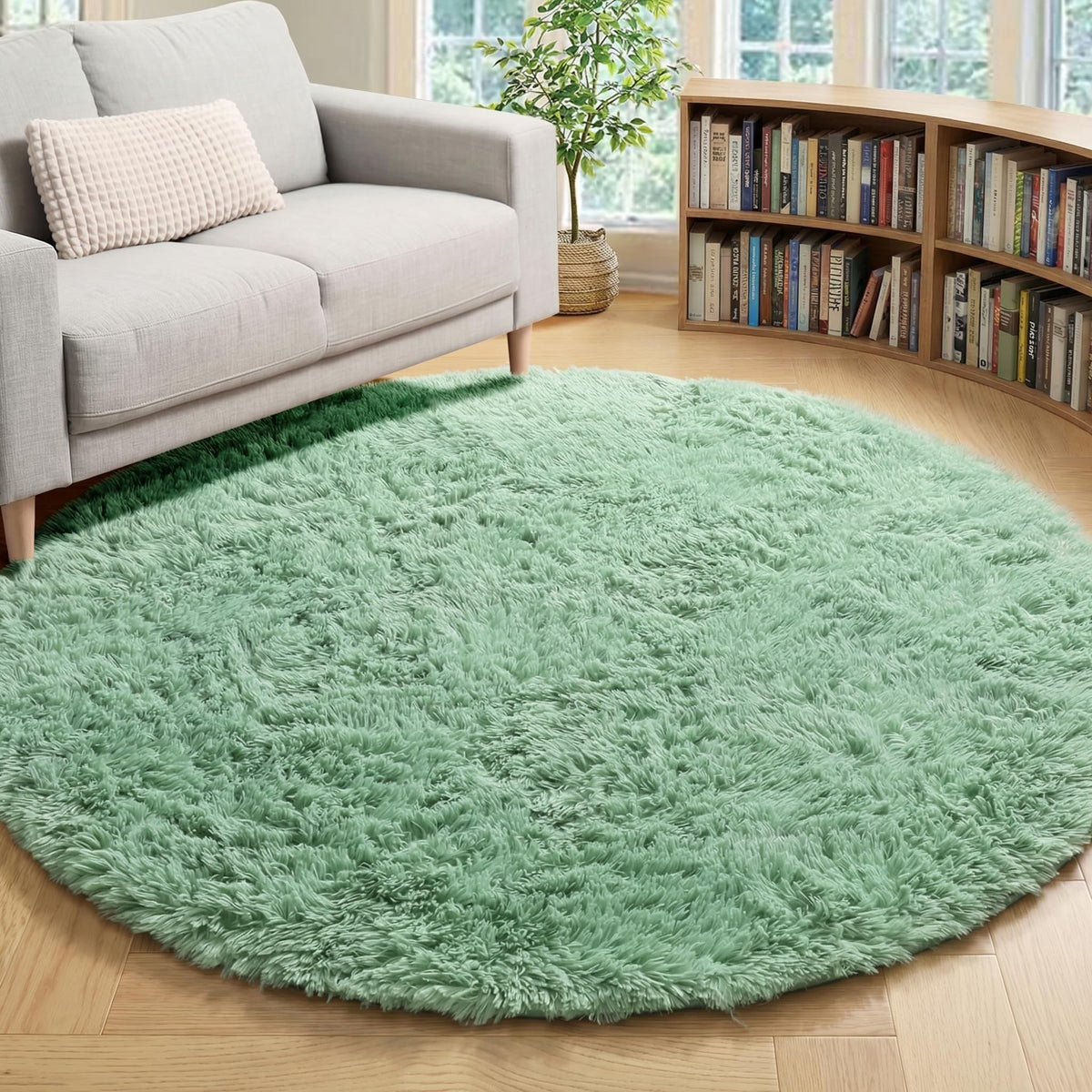 Area Rugs for Bedroom Living Room, 4x6 Fluffy Grey and Black Geometric Rug