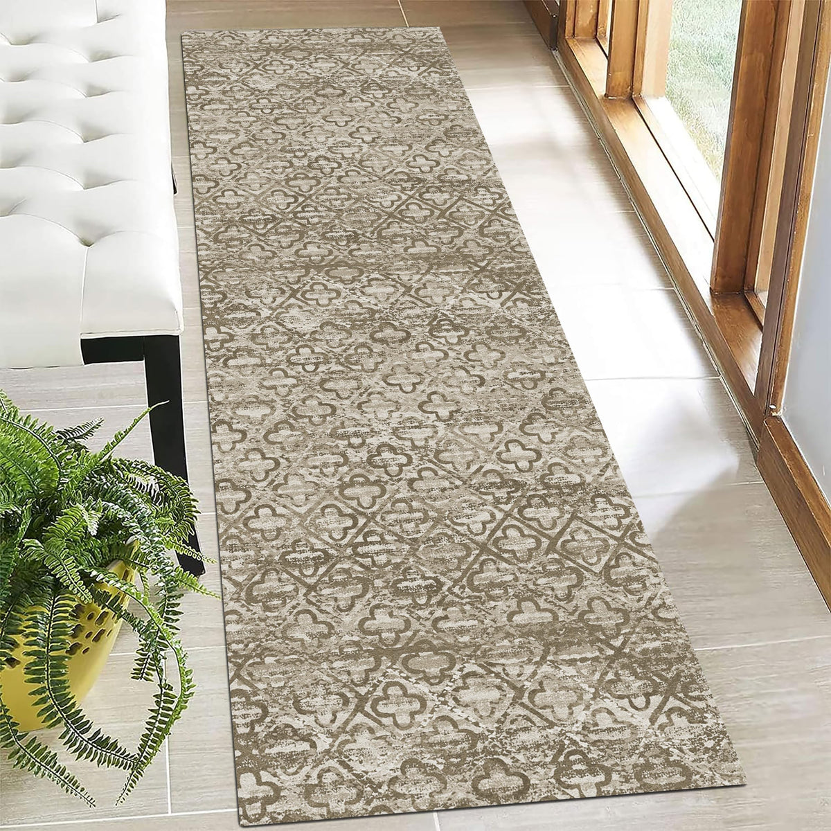 RUGSURE Washable Area Rug - 1/6 Thick - Stain & Water Resistant Non-Slip - Resistant Rug for Living Room, Bedroom, Nursery, Pet & Child Friendly, Vintage Charm Area Rugs (Grey+LightTeal, 3' x 5 ')