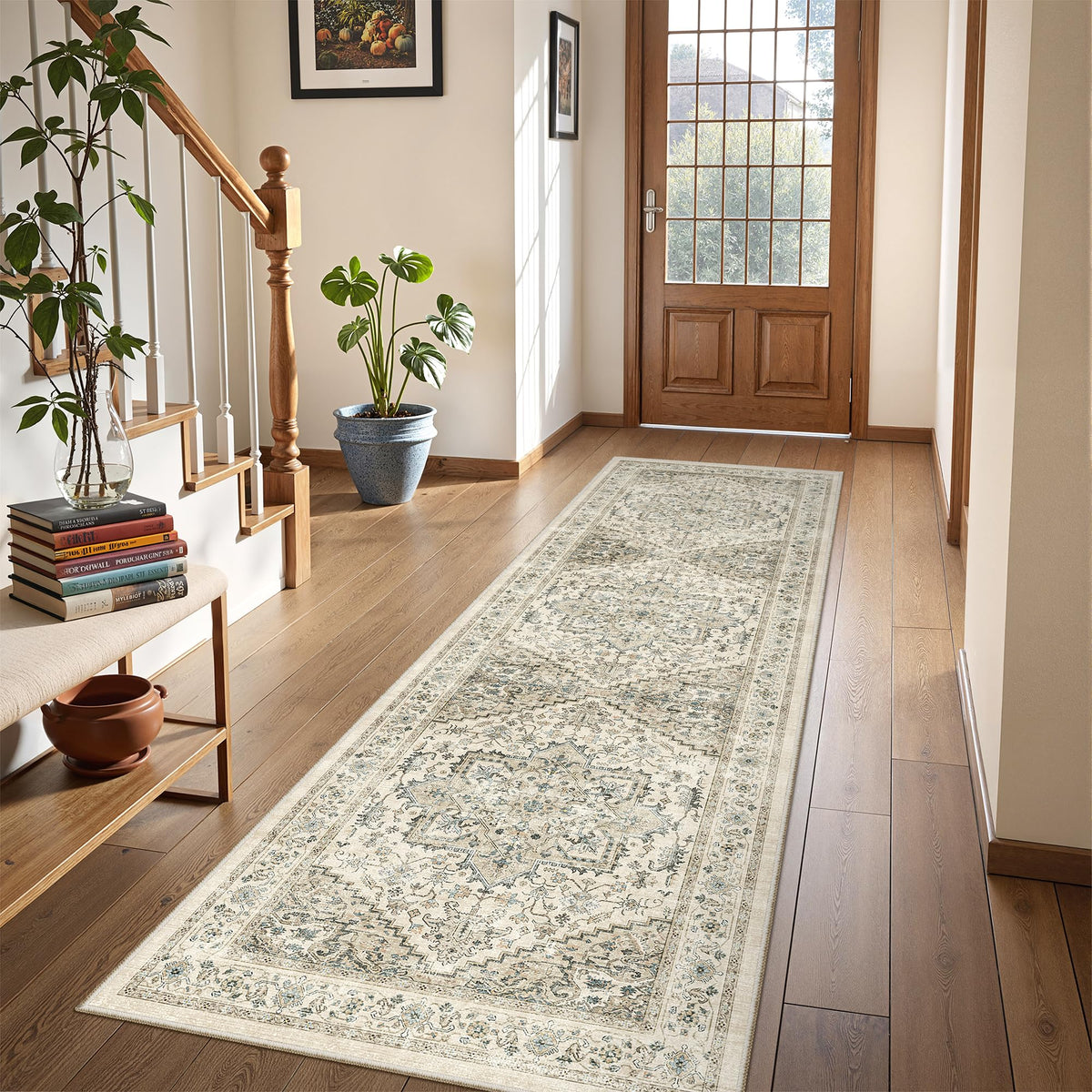 4x6 Area Rugs for Living Room, Non Slip Rugs for Bedroom, Beige