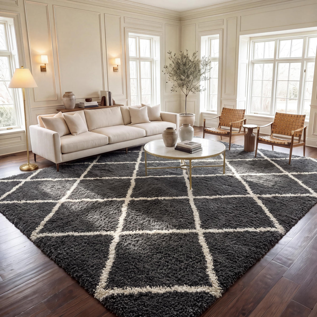 SAFAVIEH Hudson Shag Accent Rug 3'x5', Soft Plush Grey & Beige SGH281J