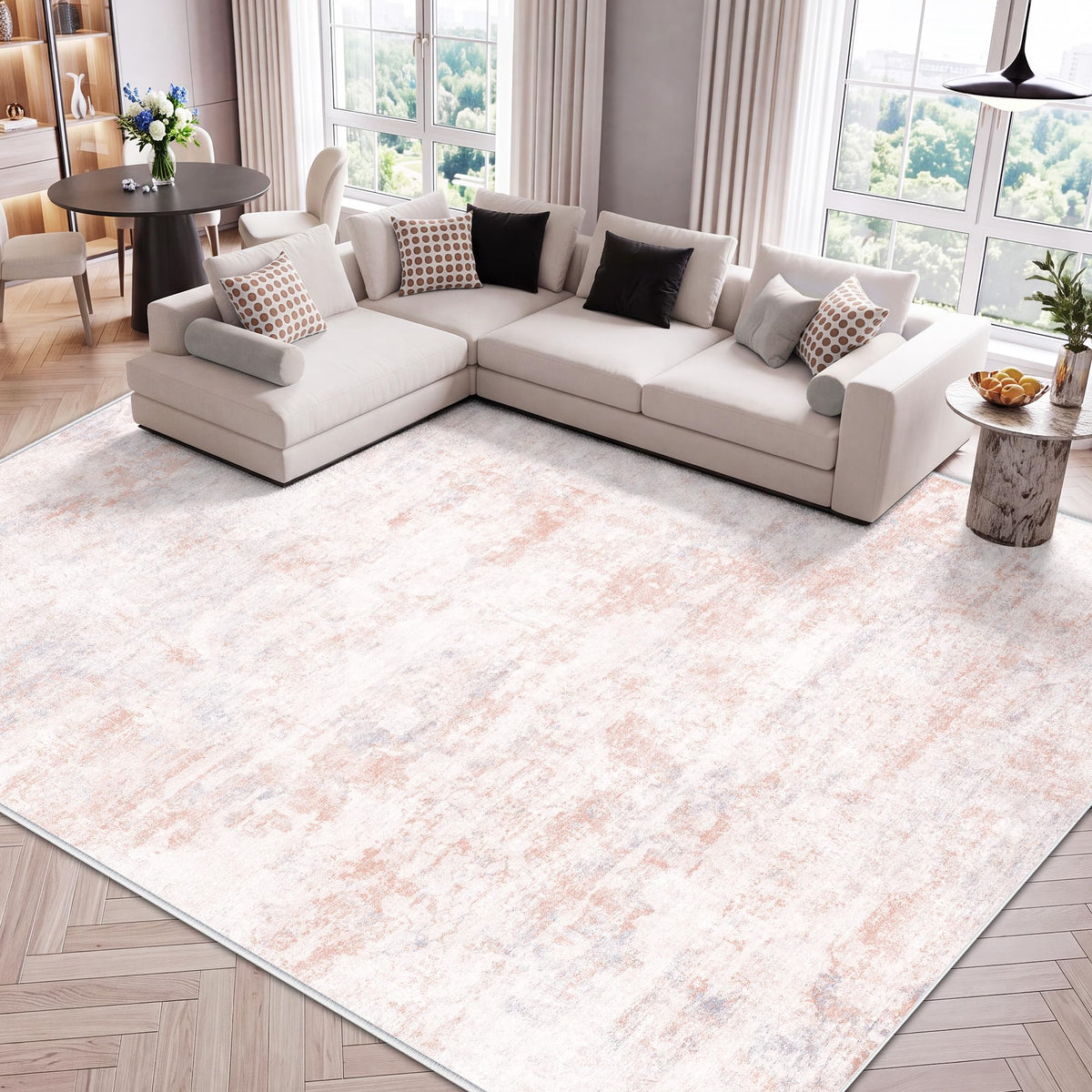 LIVELYGLOW 5x7 Washable Abstract Area Rug, Small Indoor Bedroom Dorm Rug