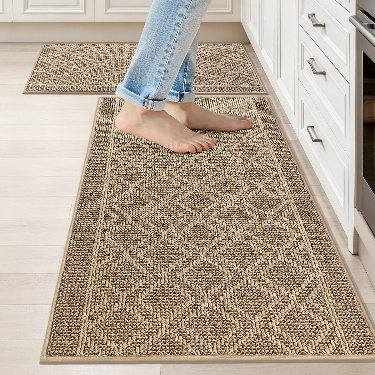 COSY HOMEER 48x20Inch/30X20Inch Kitchen Rug Mats,Grey
