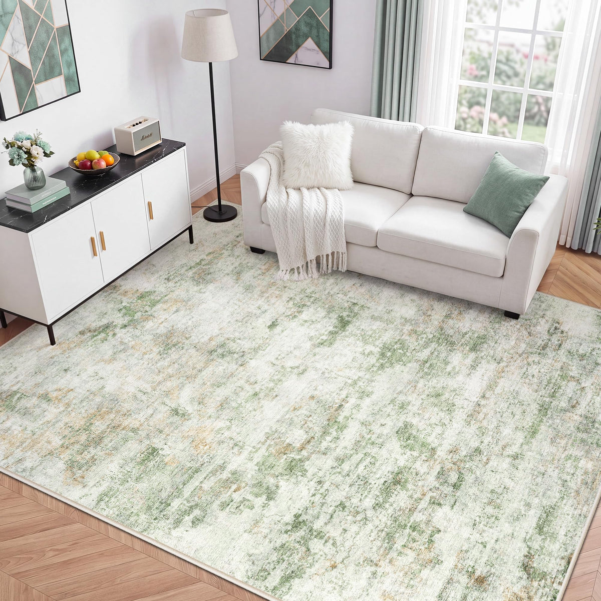LIVELYGLOW 5x7 Washable Abstract Area Rug, Small Indoor Bedroom Dorm Rug