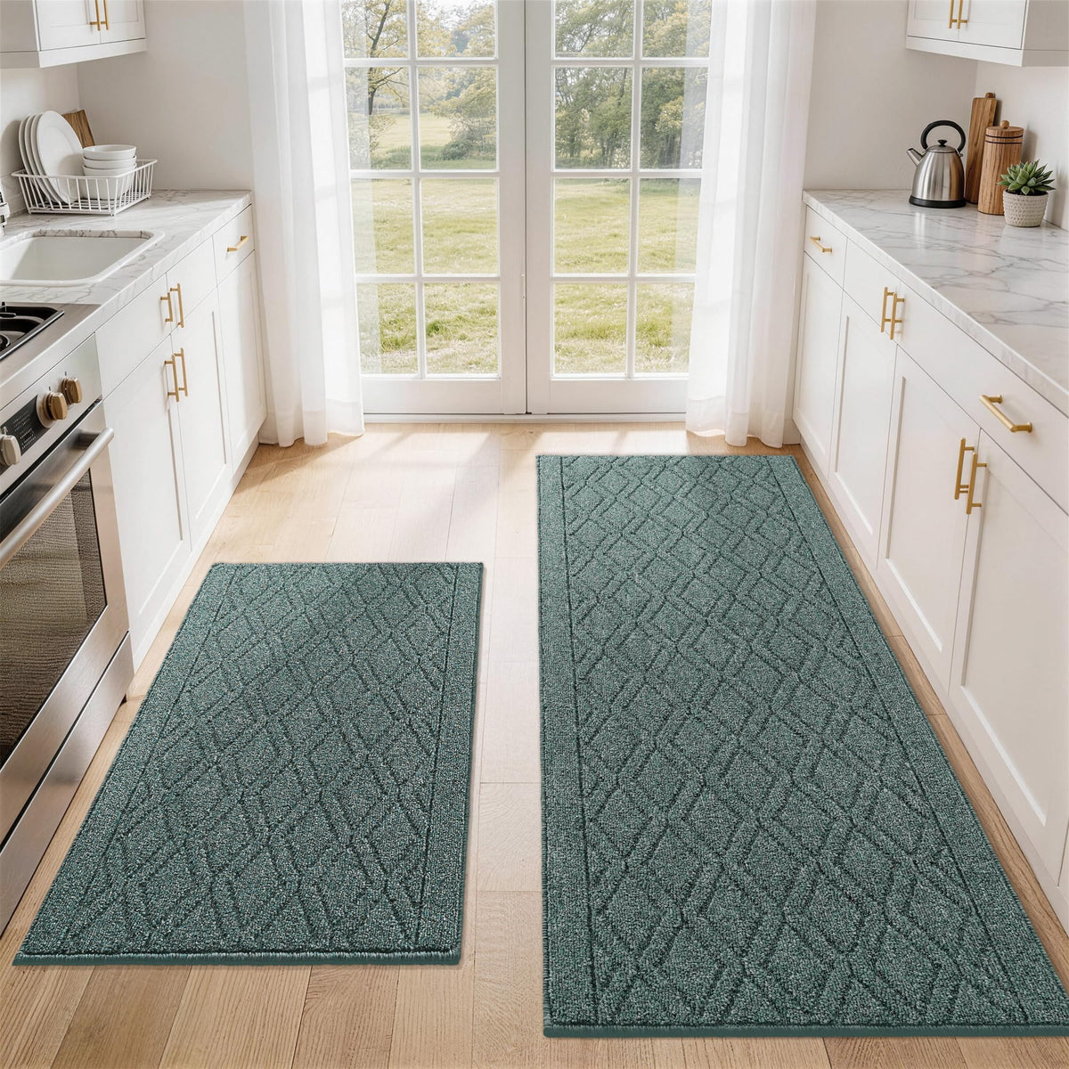 COSY HOMEER 48x20Inch/30X20Inch Kitchen Rug Mats,Grey