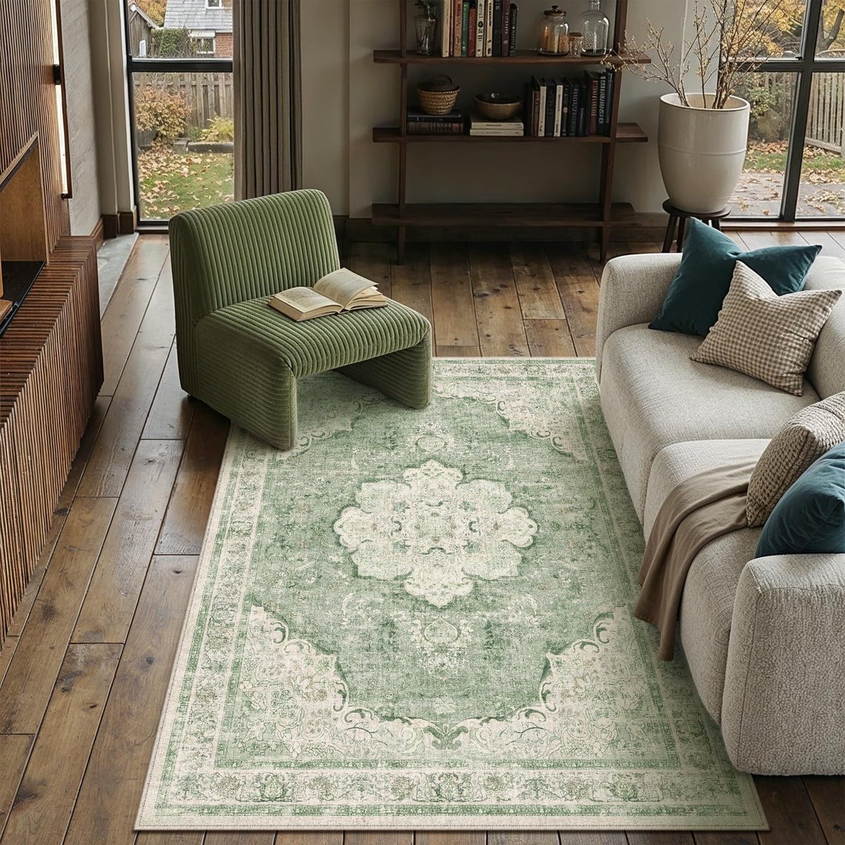 8x10 Beige Area Rug Vintage Carpet