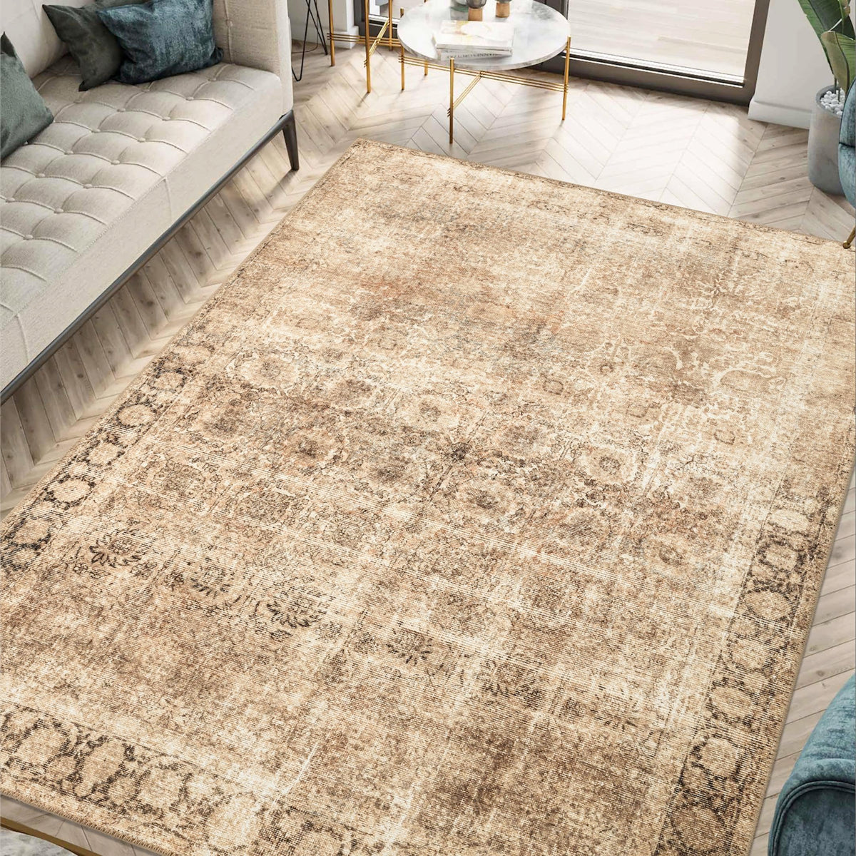 Keen Home Design Vintage Washable Entryway Rug, Non-Slip Low Pile, 3x5