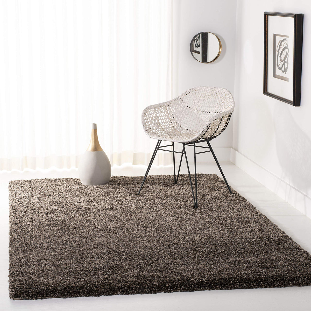SAFAVIEH Area Rug 4x6 - California Shag Collection - Ivory, Non-Shedding & Easy to Clean, Ultra Plush Thick Pile, Ideal for Living Room, Bedroom, Dining Space (SG151-1212)