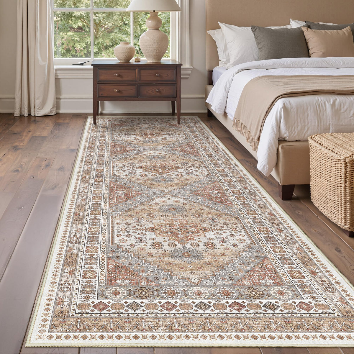 4x6 Area Rugs for Living Room, Non Slip Rugs for Bedroom, Beige