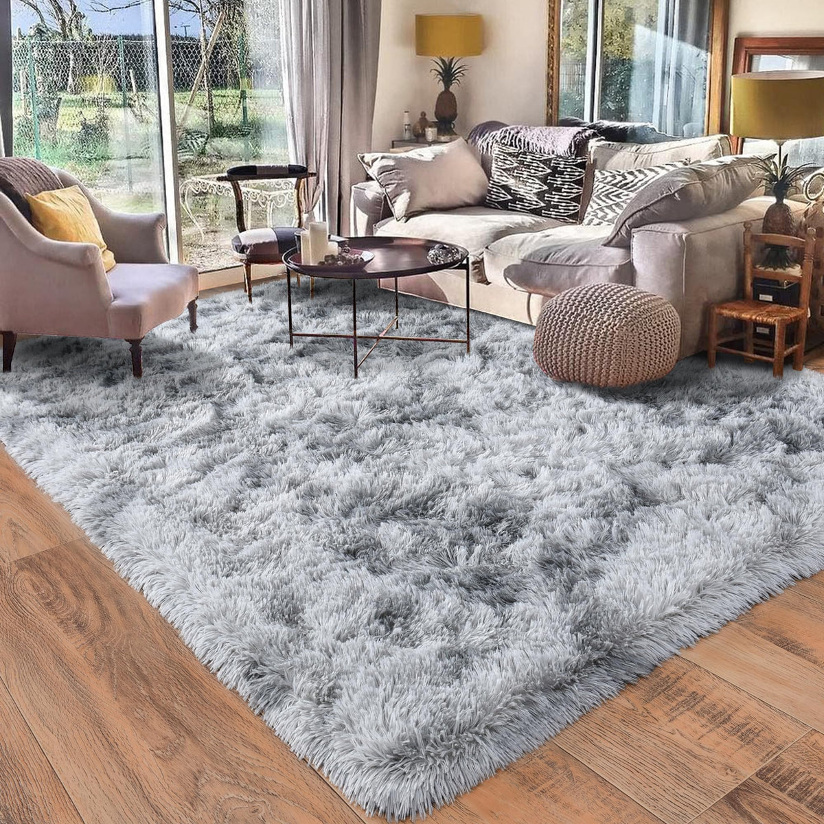 Black Rug for Bedroom, Soft Shaggy Modern Shag 4x6 Area Rugs for Living Room, Upgrade Non-Slip Plush Fluffy Carpet for Kids Boys Girls Room Dorm Home Decor Aesthetic