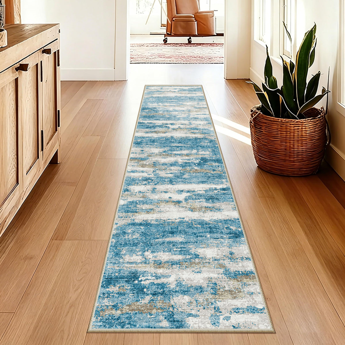 5x7 Area Rugs - Ultra-Thin Washble Rugs,Non-Slip Low Pile Abstract Print Rugs for Living Room,Home Office Decor,Stain Resistant Machine Washable Area Rug