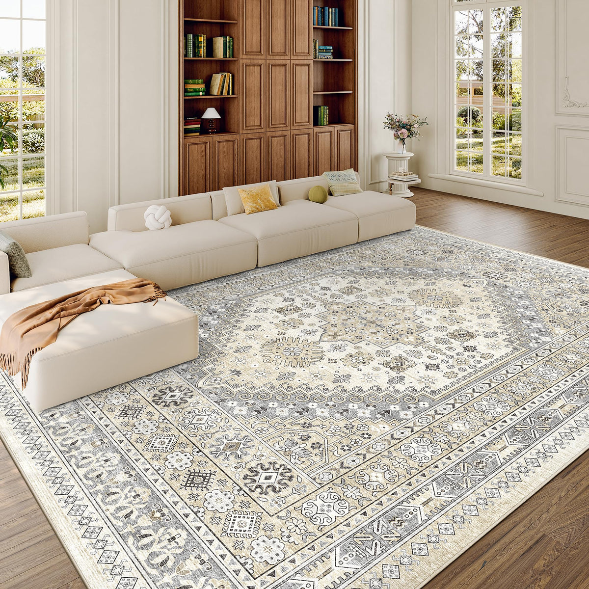 zesthome 5x7 Area Rugs for Living Room,Large Washable Rug,Orange