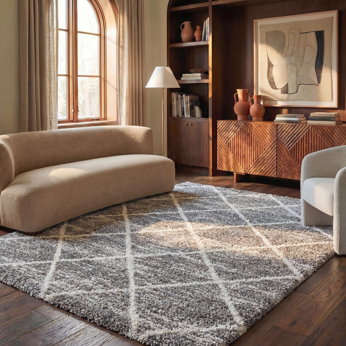 SAFAVIEH Hudson Shag Accent Rug 3'x5', Soft Plush Grey & Beige SGH281J