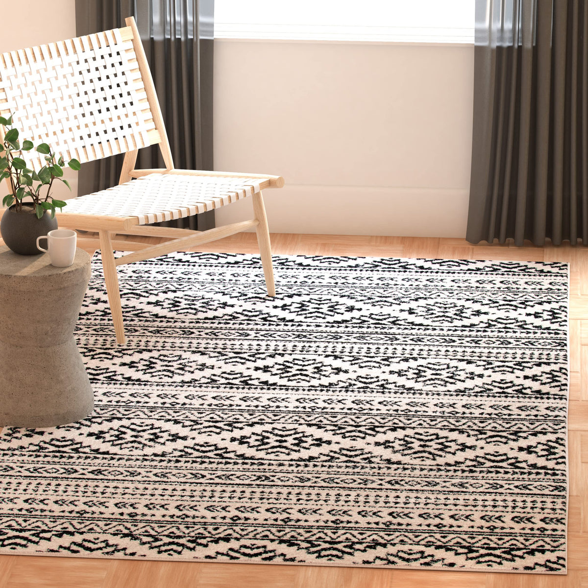 SAFAVIEH Tulum Area Rug 8x10, Large Ivory & Grey TUL272A