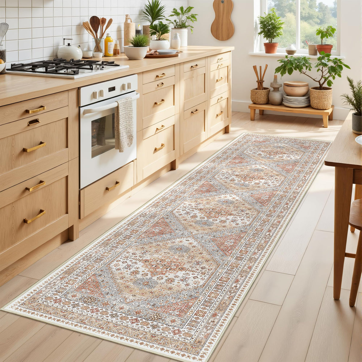 4x6 Area Rugs for Living Room, Non Slip Rugs for Bedroom, Beige