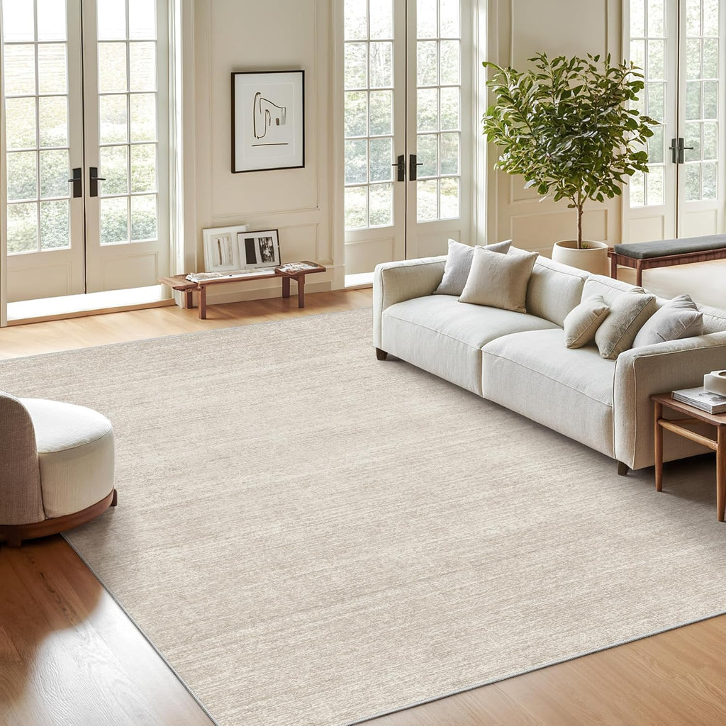 Valenrug Beige 8x10 Area Rugs for Living Room, Large Washable Rug Non Slip