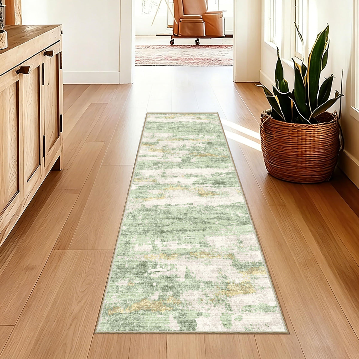 5x7 Area Rugs - Ultra-Thin Washble Rugs,Non-Slip Low Pile Abstract Print Rugs for Living Room,Home Office Decor,Stain Resistant Machine Washable Area Rug