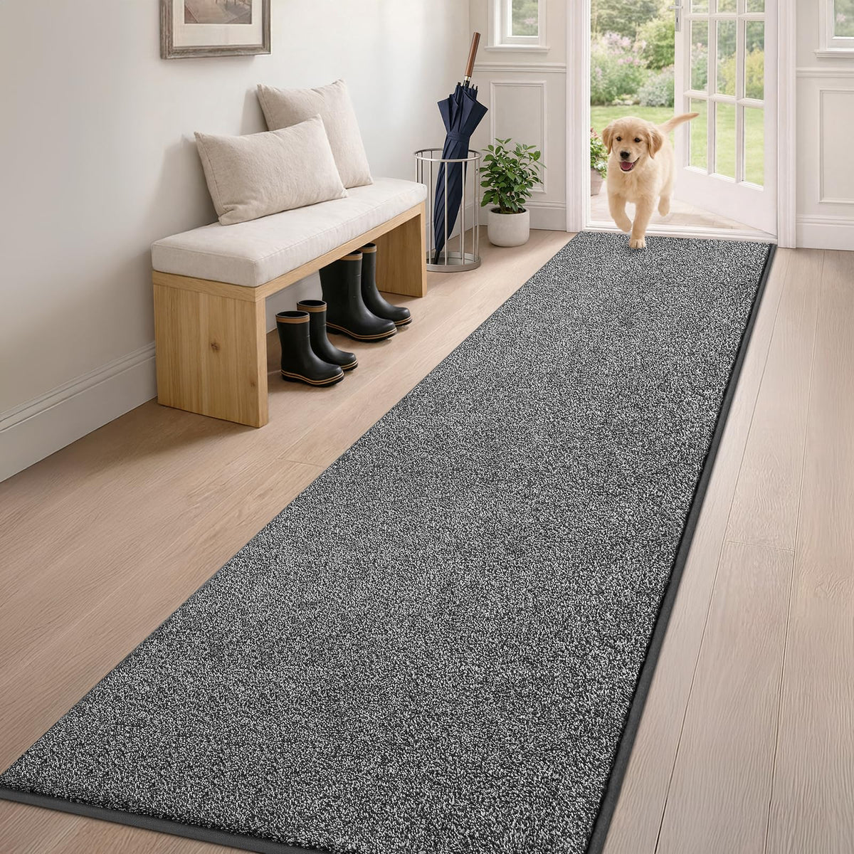 PURRUGS Dirt Trapping Indoor Door Mat, 20" x 31.5", Bluish Grey-Black