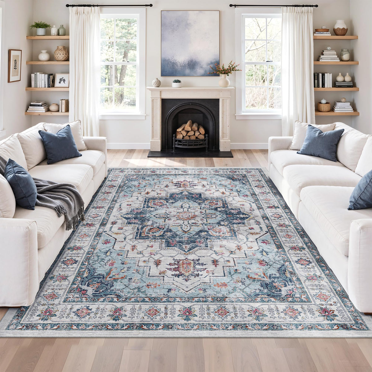zesthome 5x7 Area Rugs for Living Room,Large Washable Rug,Orange