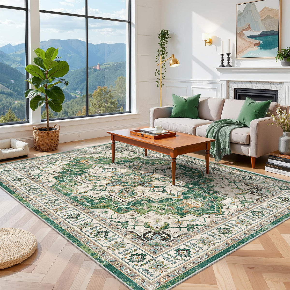 zesthome 5x7 Area Rugs for Living Room,Large Washable Rug,Orange