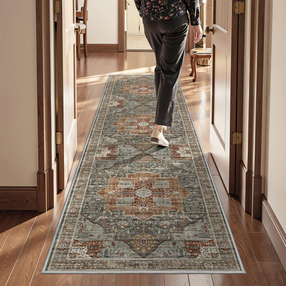 4x6 Area Rugs for Living Room, Non Slip Rugs for Bedroom, Beige