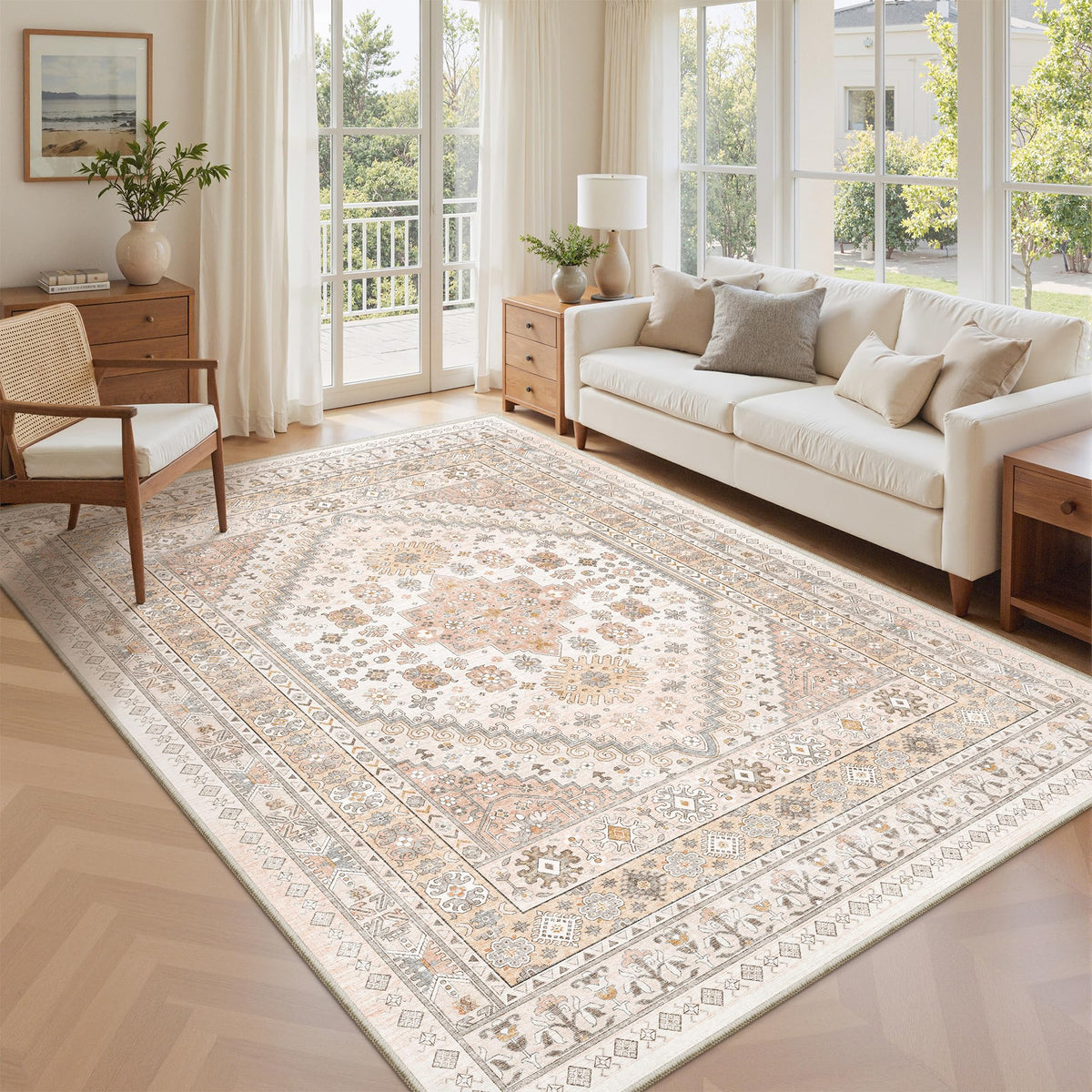 zesthome 5x7 Area Rugs for Living Room,Large Washable Rug,Orange