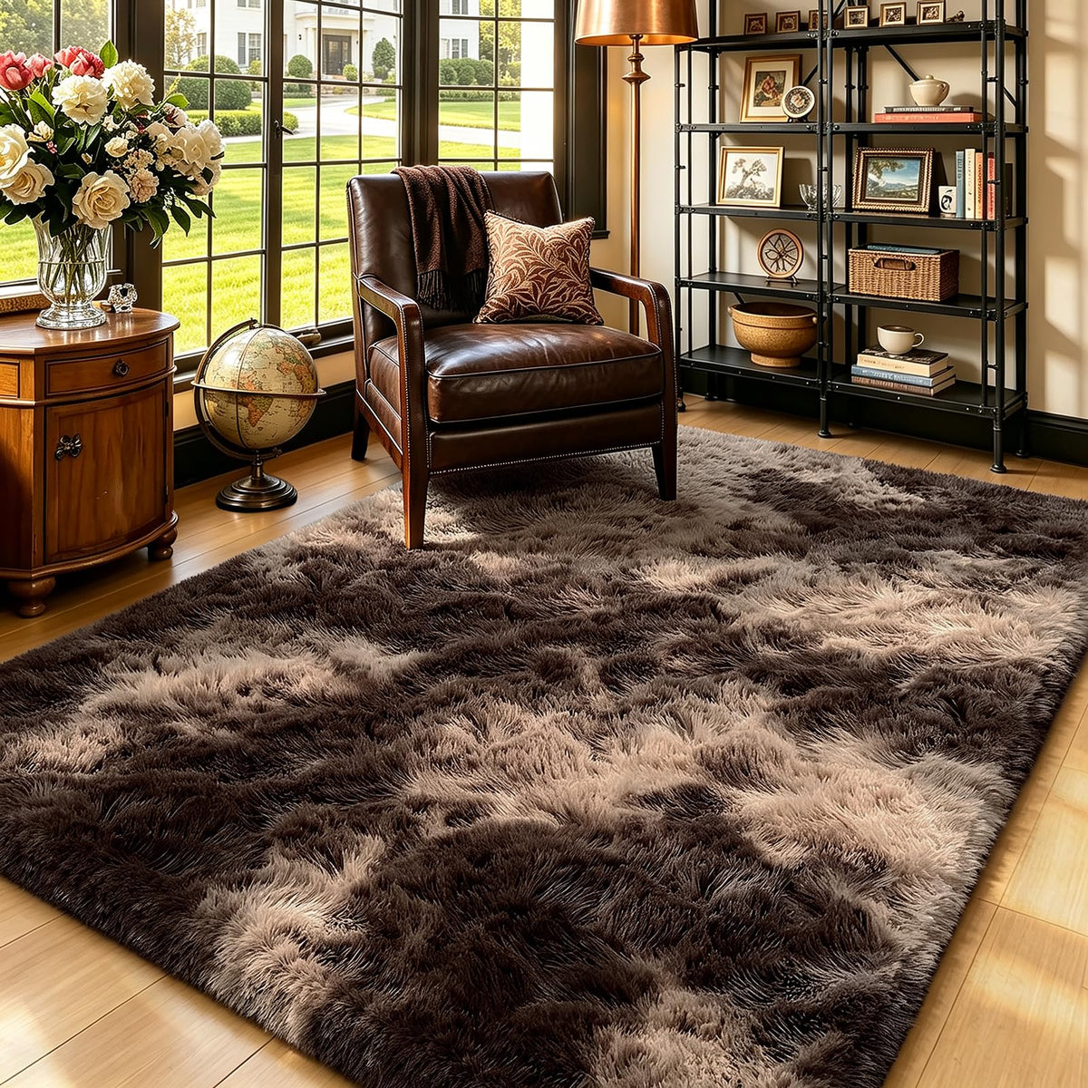 4x6 Beige Rug for Bedroom, Fluffy Shag Area Rug Small Rug Bedroom Carpet