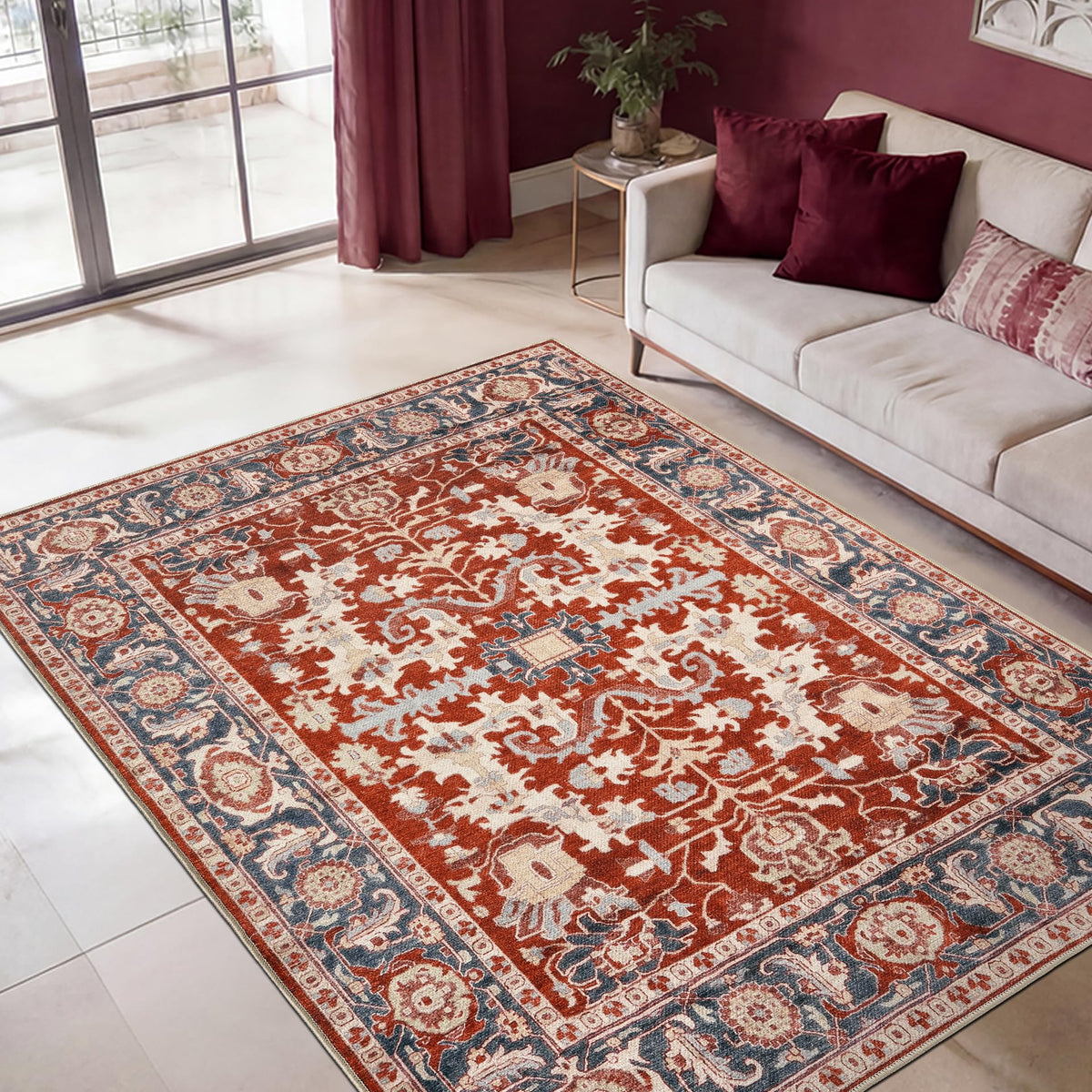 Keen Home Design Vintage Washable Entryway Rug, Non-Slip Low Pile, 3x5