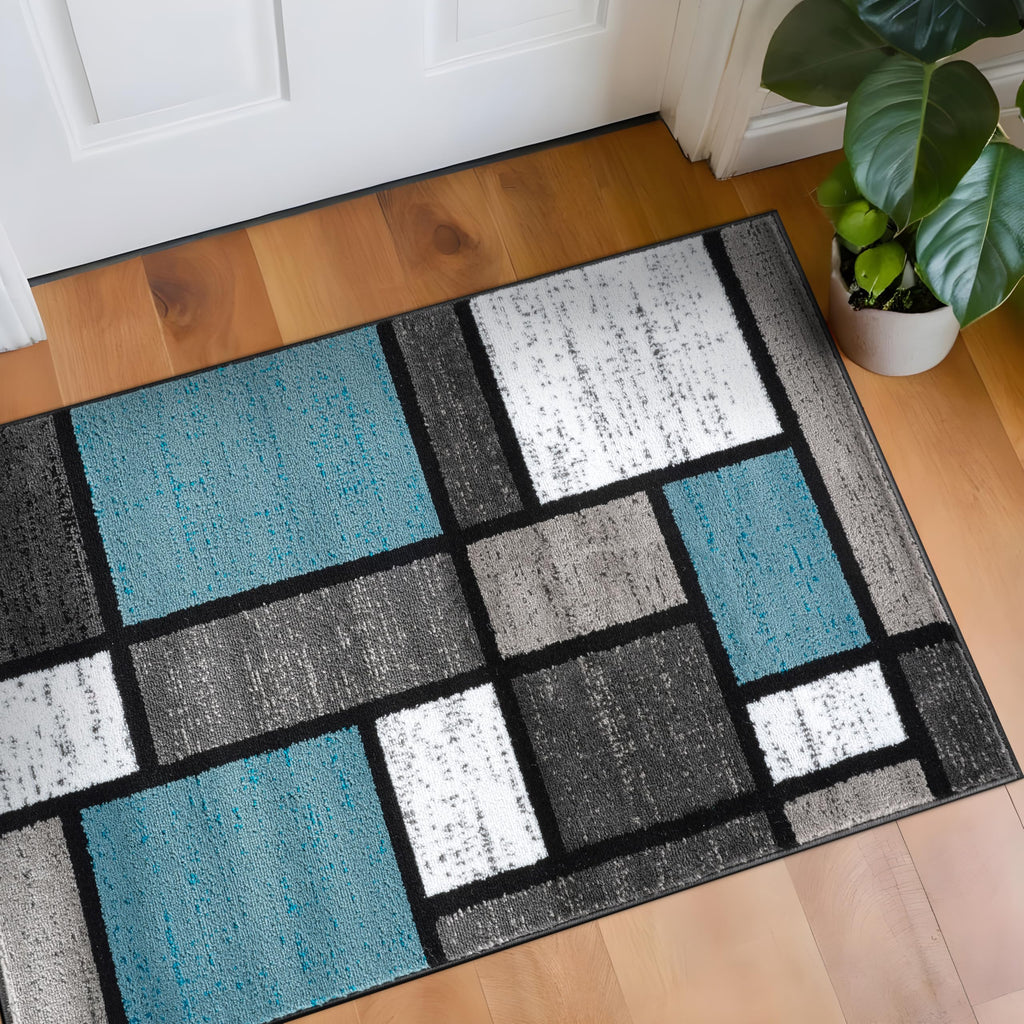 Rugshop Modern Boxes Contemporary Non-Shedding Area Rug Gray 5'3" x 7'3"