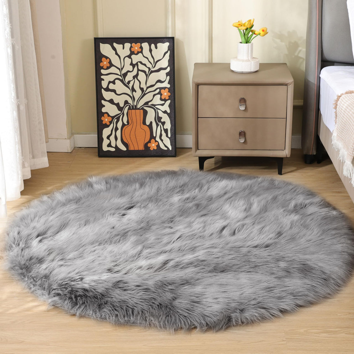 ORINOVA White Faux Sheepskin Fuzzy Fur Rugs for Bedroom Small Machine Washable Fluffy Area Rugs for Living Room 2x4 Shag Nursery Rug