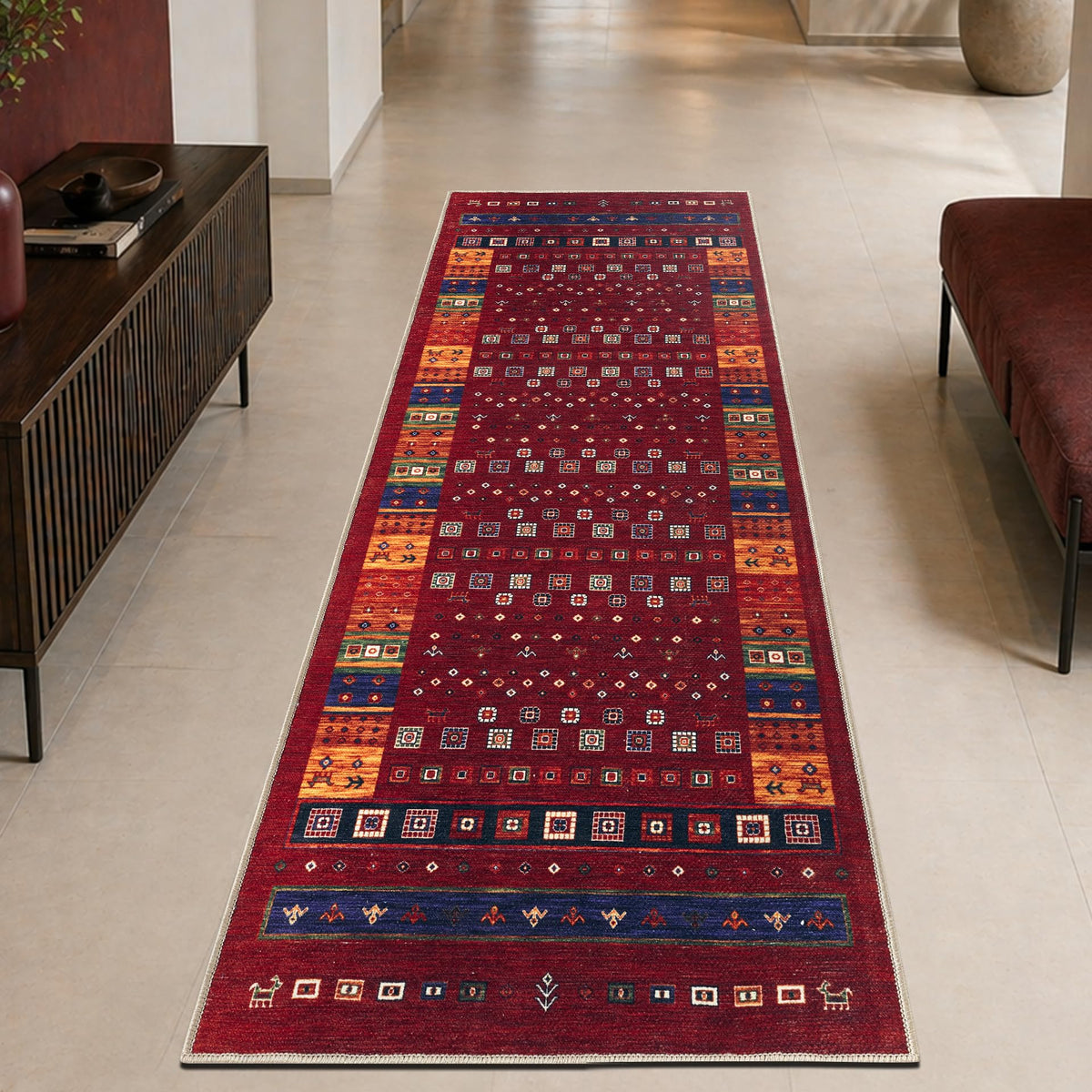 Keen Home Design Vintage Washable Entryway Rug, Non-Slip Low Pile, 3x5