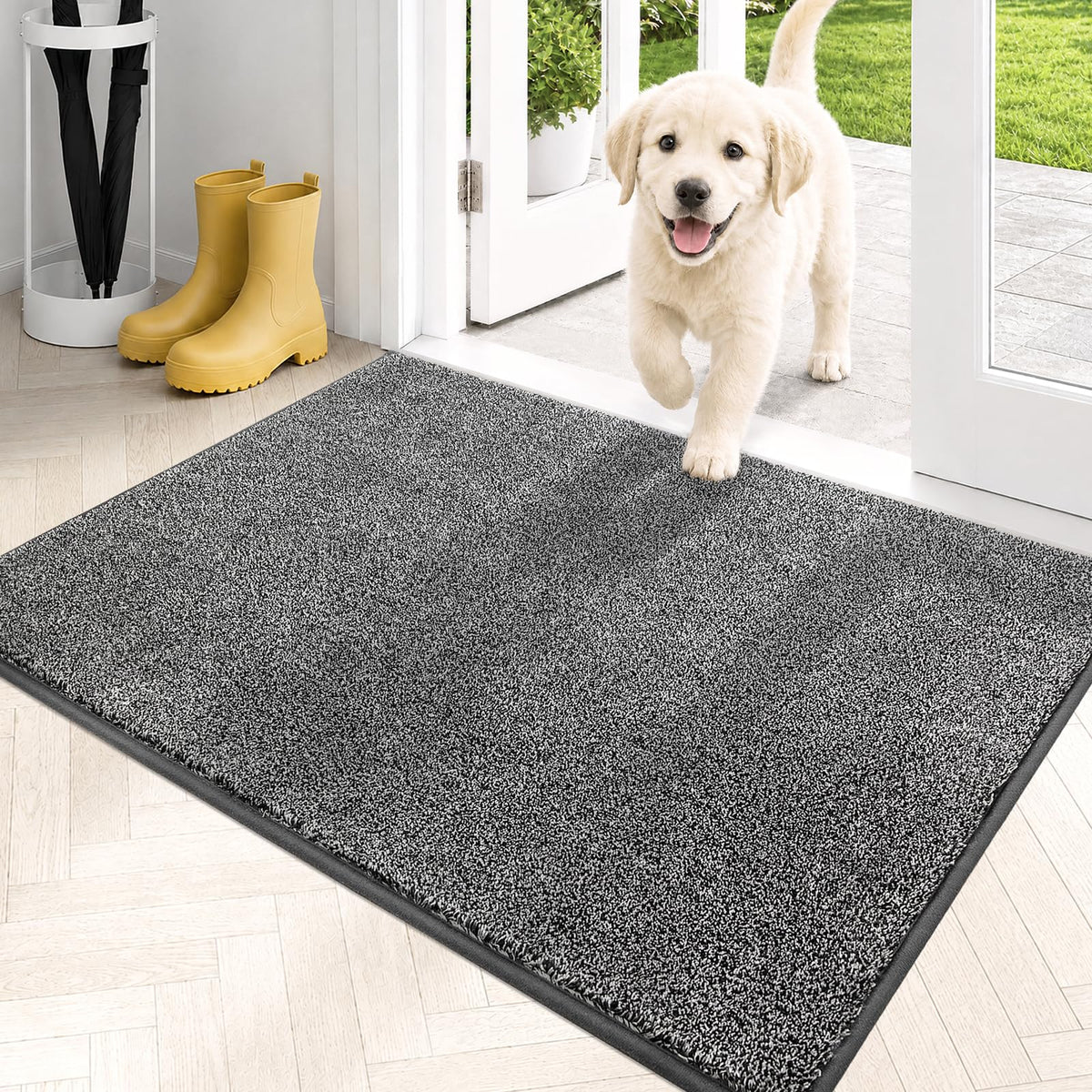 PURRUGS Dirt Trapping Indoor Door Mat, 20" x 31.5", Bluish Grey-Black