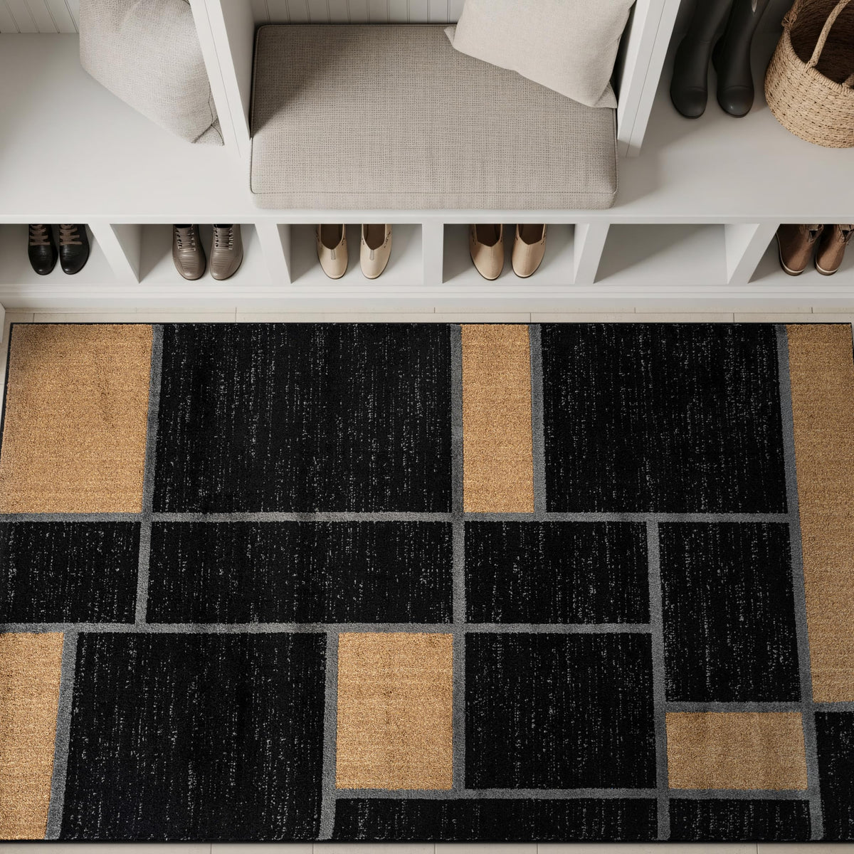 Rugshop Modern Boxes Contemporary Non-Shedding Area Rug Gray 5'3" x 7'3"
