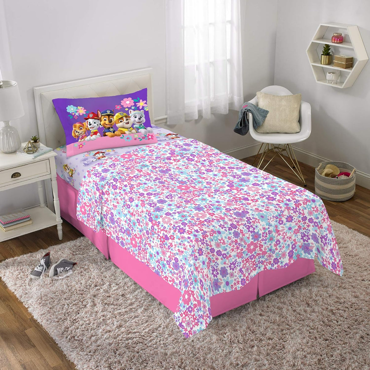 Paw Patrol Girls Kids Bedding Super Soft Microfiber Sheet Set, Twin, (Official) Nickelodeon Product By Franco