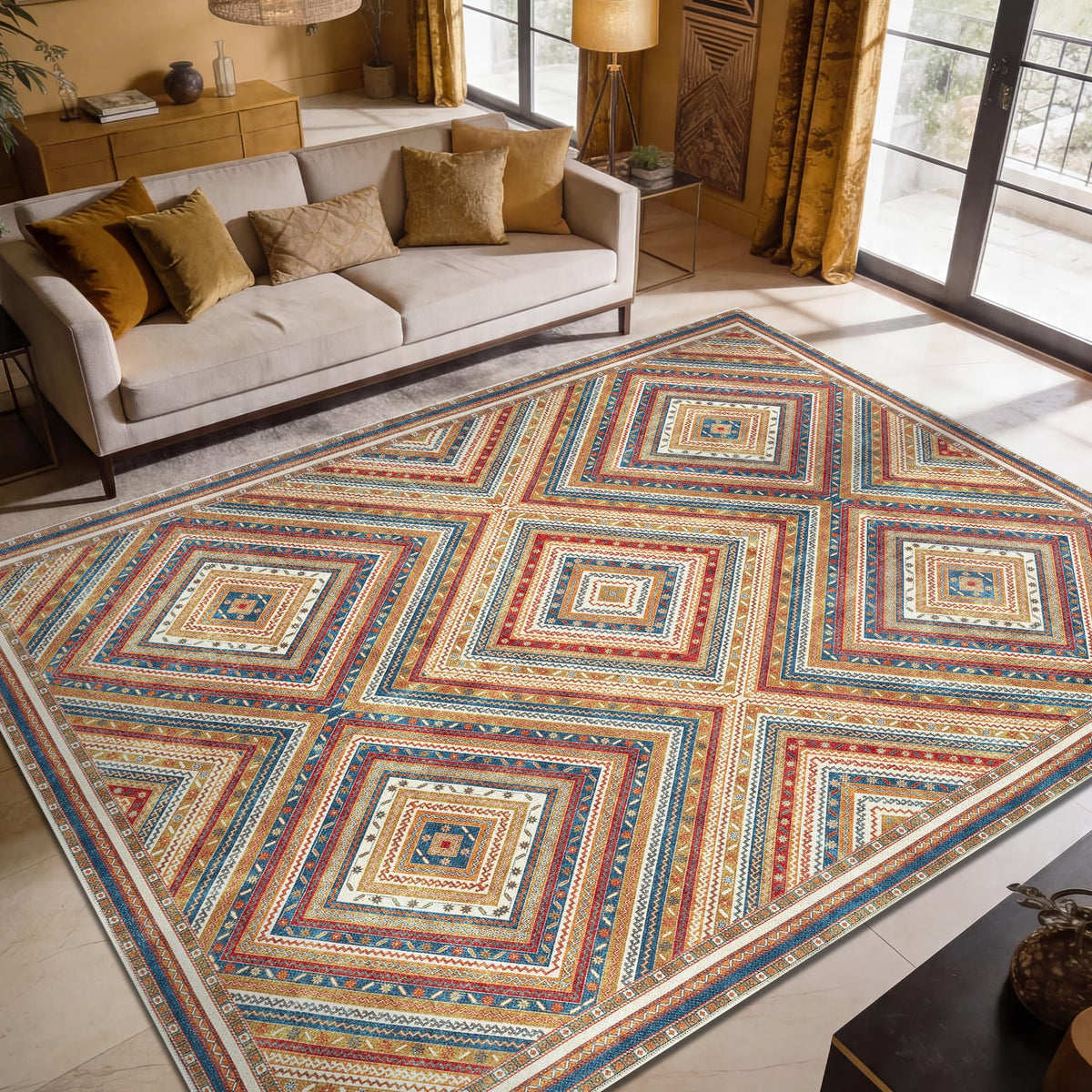 Keen Home Design Vintage Washable Entryway Rug, Non-Slip Low Pile, 3x5