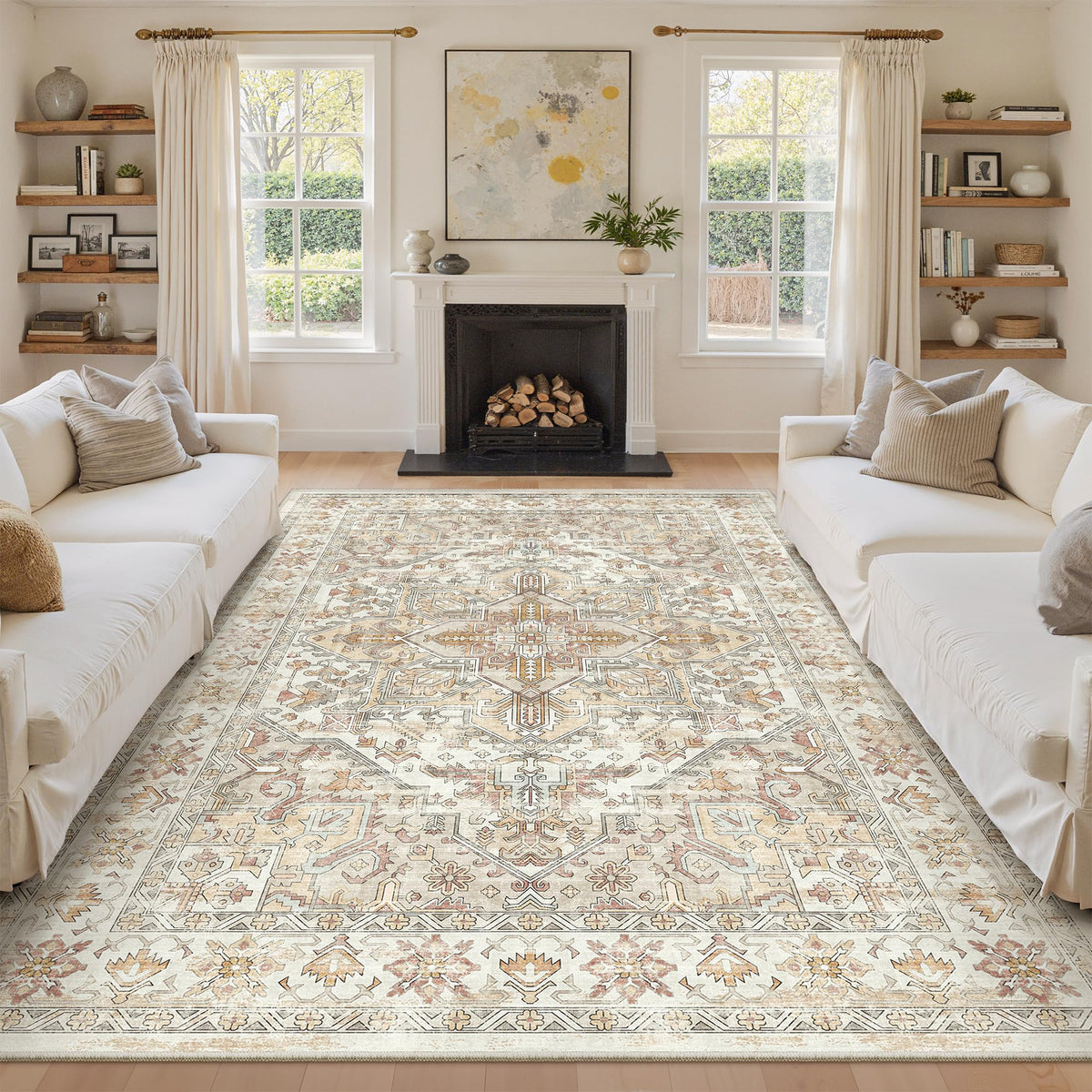 zesthome 5x7 Area Rugs for Living Room,Large Washable Rug,Orange