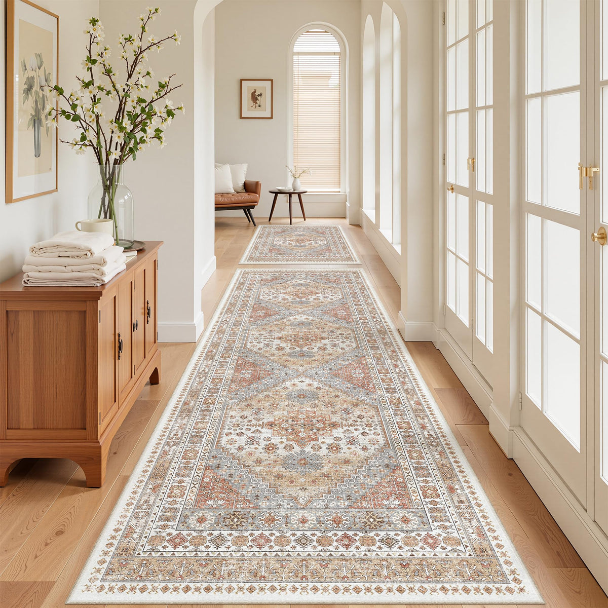 4x6 Area Rugs for Living Room, Non Slip Rugs for Bedroom, Beige